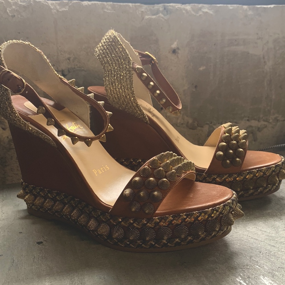Christian Louboutin Cordorella Spike Wedges Excellent Condition Sz 36